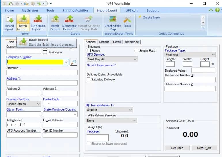 Batch Import button