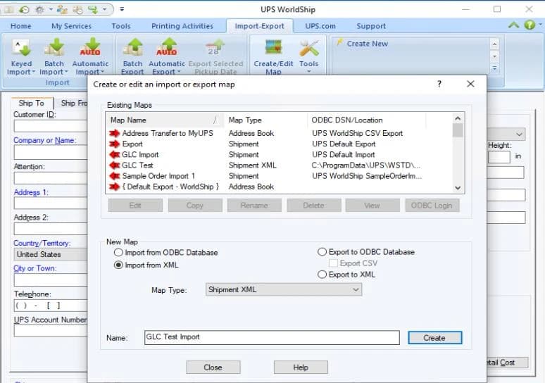 Import from XML map settings